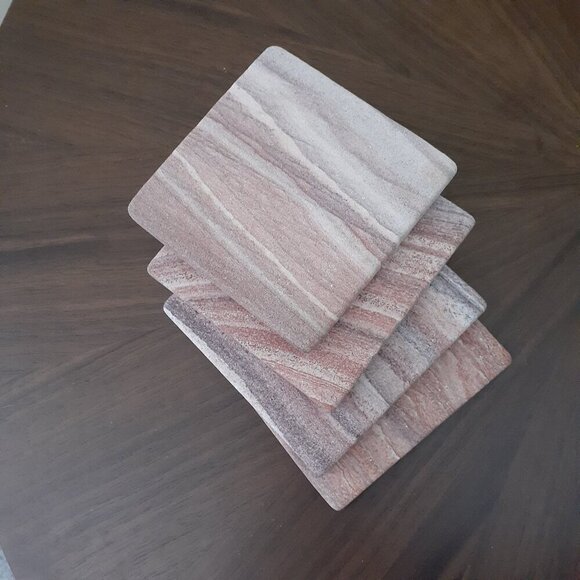 Rainbow Sandstone Square Set of 4 Cork Back Coasters - Picture 3 of 8